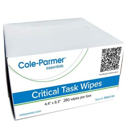 Cole-Parmer Essentials Critical Task Wipe, 4.4″ x 8.3″ Single-Ply Cellulose; 280 Wipes/Box_1868369