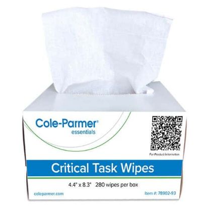 Cole-Parmer Essentials Critical Task Wipe, 4.4″ x 8.3″ Single-Ply Cellulose; 280 Wipes/Box_1868369