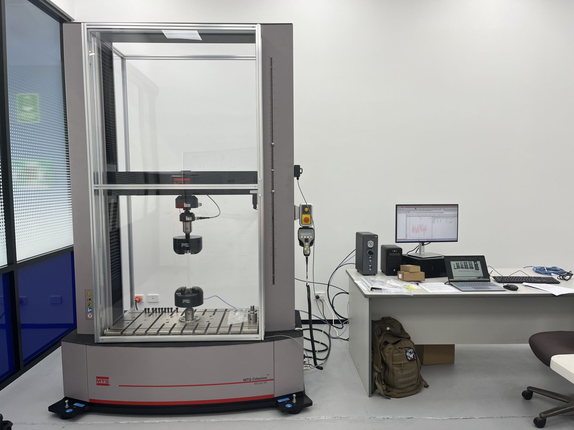 MTS Criterion load cell and grip assembly close-up