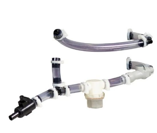 Waterbath Tubing Assembly with In-Line Filter for 2100 and 2500, the drain, the quick connect assembly, and the tubing clips_1696439