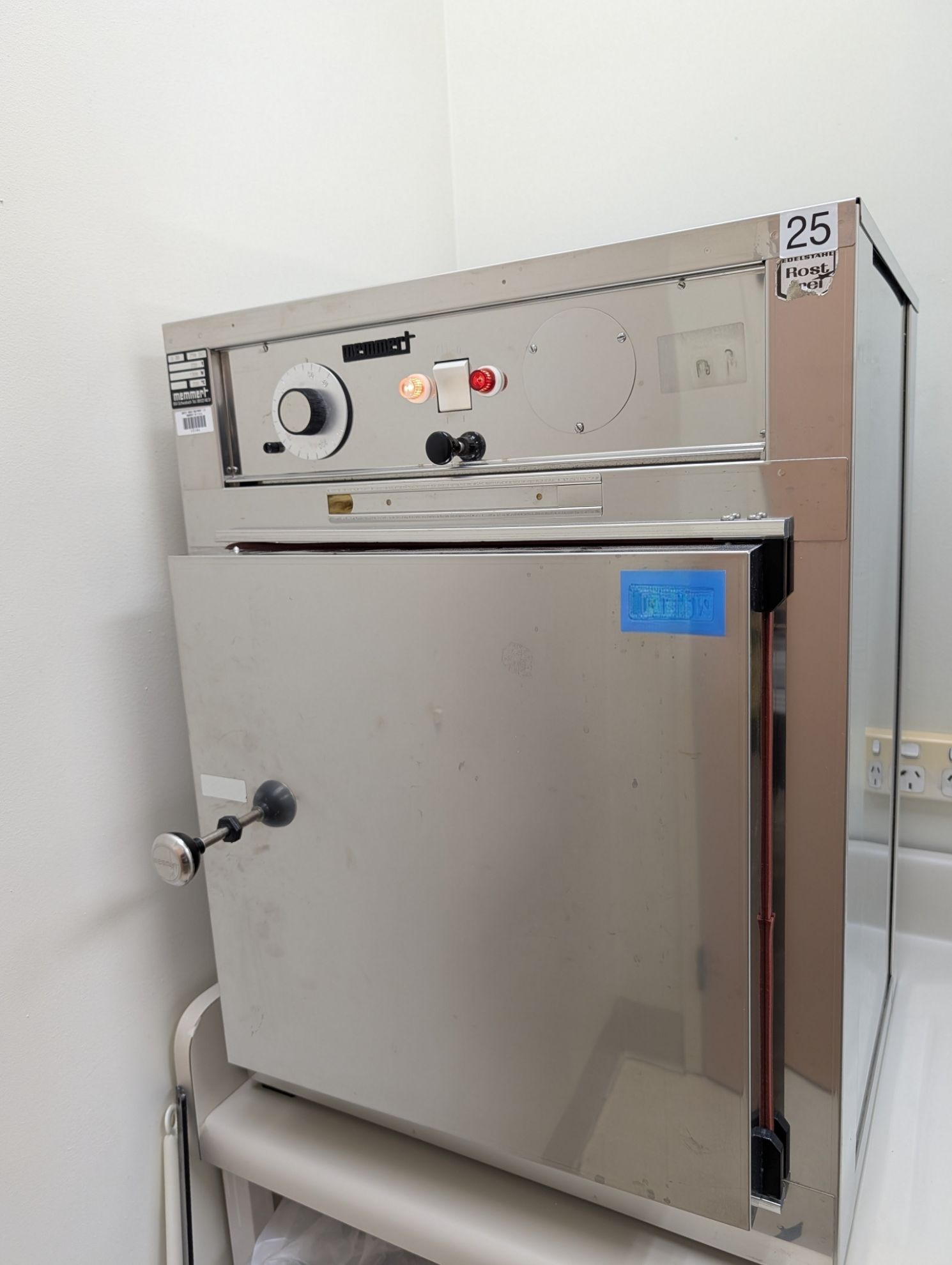 1979 Memmert oven side view showing original stainless steel construction