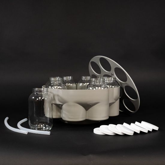 Teledyne Bottle Configuration For 6700 Series Sampler, 8 Glass 1.8 L Round Bottles, PTFE-Lined Caps, Base Locating Insert, Retaining Ring, Discharge Tubes_1280058