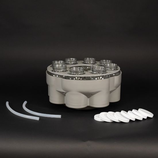 Teledyne Bottle Configuration For 6700 Series Sampler, 8 Glass 1.8 L Round Bottles, PTFE-Lined Caps, Base Locating Insert, Retaining Ring, Discharge Tubes_1280058