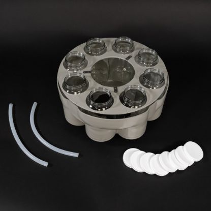 Teledyne Bottle Configuration For 6700 Series Sampler, 8 Glass 1.8 L Round Bottles, PTFE-Lined Caps, Base Locating Insert, Retaining Ring, Discharge Tubes_1280058