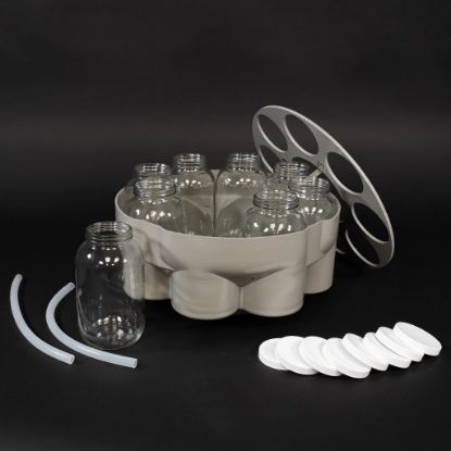 Teledyne Bottle Configuration For 6700 Series Sampler, 8 Glass 1.8 L Round Bottles, PTFE-Lined Caps, Base Locating Insert, Retaining Ring, Discharge Tubes_1280058