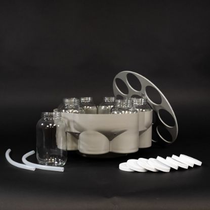 Teledyne Bottle Configuration For 6700 Series Sampler, 8 Glass 1.8 L Round Bottles, PTFE-Lined Caps, Base Locating Insert, Retaining Ring, Discharge Tubes_1280058