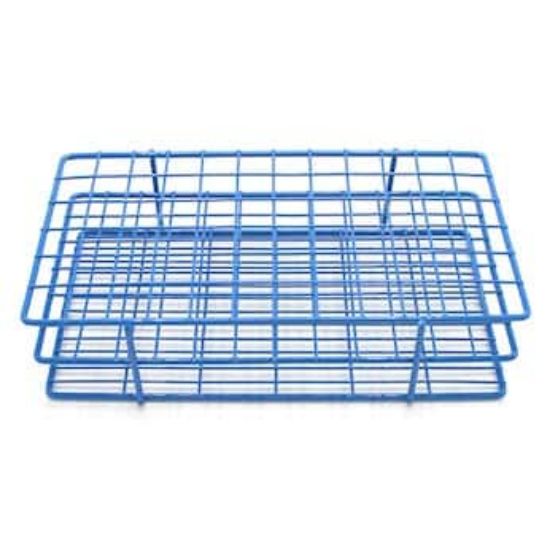 Cole-Parmer Essentials Coated Wire Tube Rack, 13-16mm, 6x12, Blue ...