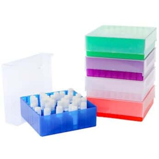 Cole-Parmer 81-Place PP Freezer Boxes, Assorted Colors and Sterile Cryovials, 2 mL Bundle_1906814