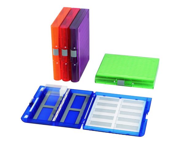 Slide Box Premium Plus, purple, for 100 microscope slides | John Morris ...