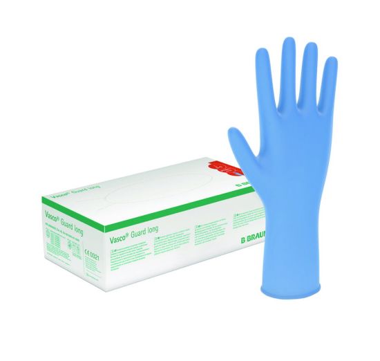 Vasco® Examination gloves, size M Guard long, Nitrile, with long beaded ...