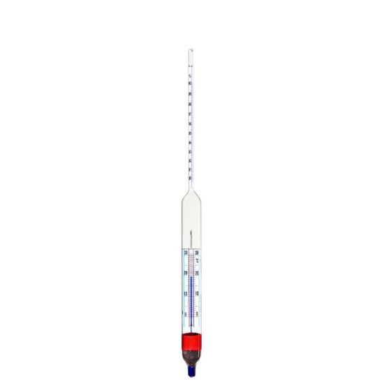 Alcoholmeter Type 4, 30-40 in 0.1% 380mm, with Thermometer 0...+30:0.5 ...