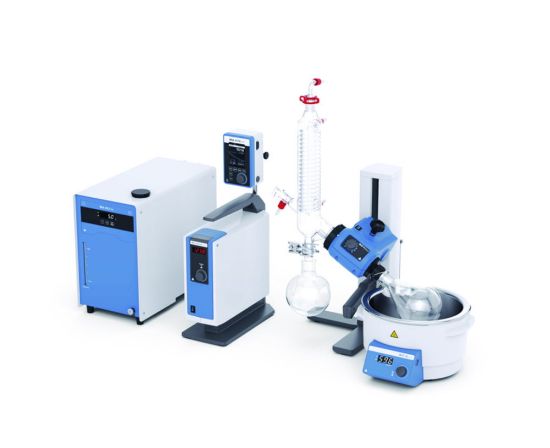Rotary evaporator package RV 3 pro V CompleteComplete solution for a rotary evaporator setup with the ideal entry-level model including heating bath HB eco and vertical glassware.-With extremely space-saving vacuum pump VACSTAR digital, whi_1918182
