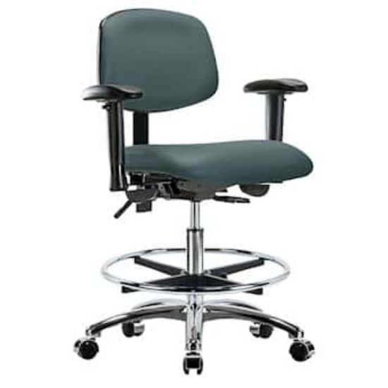 Cole-Parmer Cleanroom ESD Ergonomic Chair, Vinyl, Bench Height, Blue ...