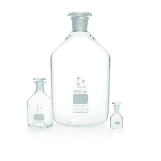 Narrow neck reagent bottles,DURAN®,clear glass with NS glass stopper ...