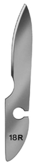 Scalpel blades type 18R, non-sterile round tip, pack of 12 blades_1576594