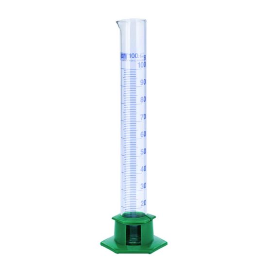 Measuring Cylinder with Plastic Socket, DURAN®, class B, Blue ...
