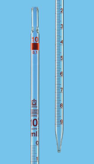 Graduated pipettes, total delivery, AR-glass®, class B, amber graduations, type 3-Silberbrand Eterna-DIN EN ISO 835-Type 3 (zero at top)-Graduations and inscriptions in Eterna permanent amber diffusion stain-Adjusted to EX_2032663