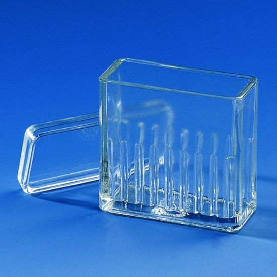 Staining trough type Hellendahl f. 16 slides 76x26 mm Soda-lime glass pack of 10_2321478