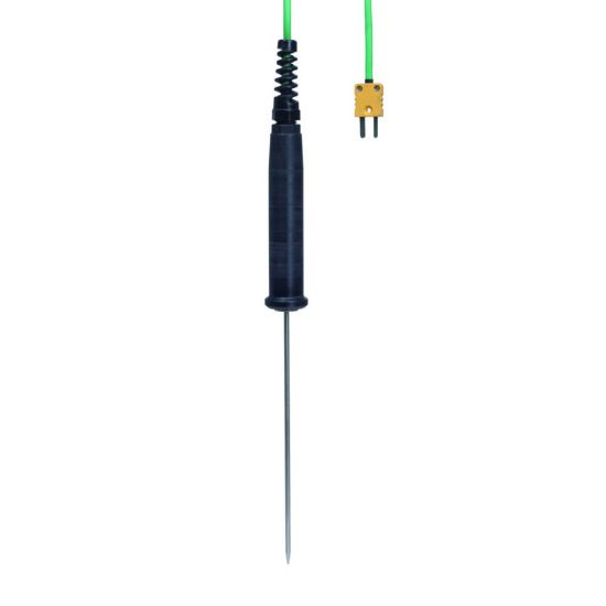 Sensor w. tip, type K w. handle (NICR-NI) w/ miniature connector yellow, length 400mm sheath ø 3 mm, application range -100...+250°C_2333892