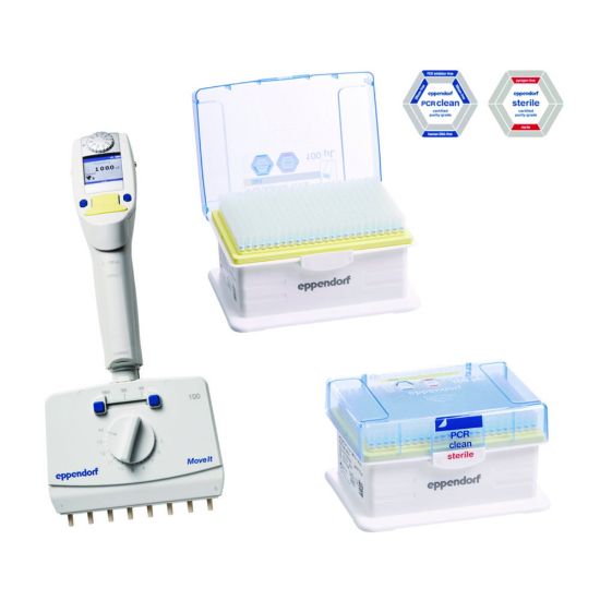 Xplorer® plus Move It® 8-Channel Starter Set adjustable cone spacing, 5-100 μL, incl. ep Dualfilter T.I.P.S.® PCRclean and sterile_2337052