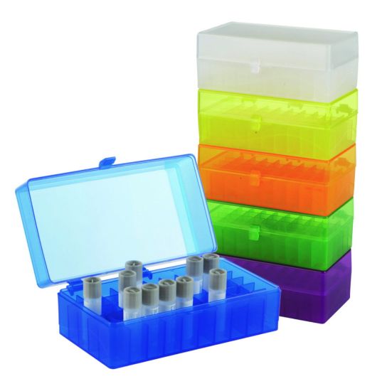50-Well hinged storage box, PP assorted colors, pack of 5_1499241