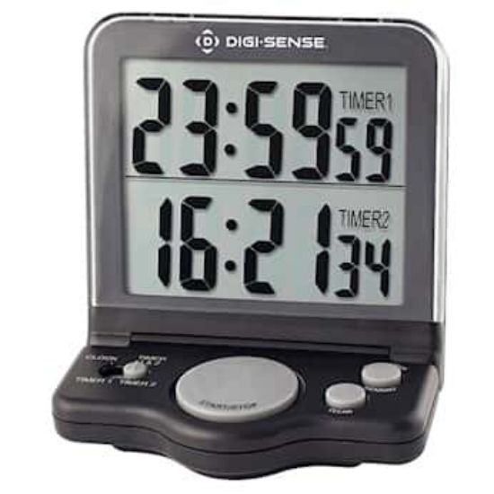 Digi-Sense Dual-Display 2-Channel Jumbo Digit Digital Clock/Timer ...