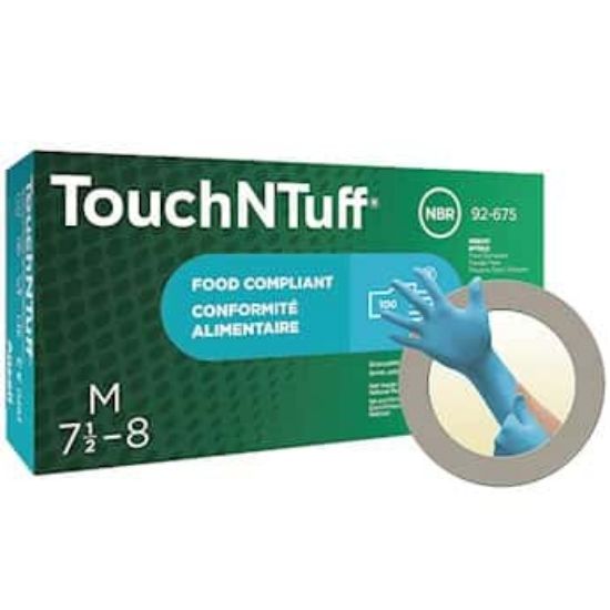 Ansell TouchNTuff 92-675 Nitrile Gloves with Textured Fingertips, Size L (8.5–9); Box of 100_1709196
