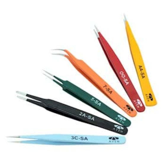 Aven Tools 6 Pc Colored Tweezer Set_1241911