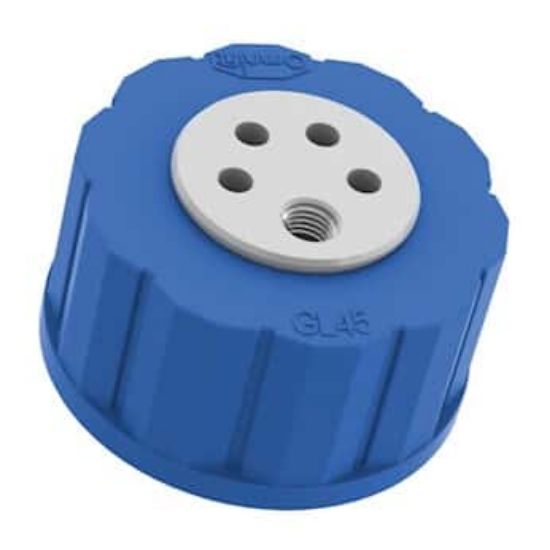 Diba Omnifit T-Series Solvent Bottle Cap, 83B, 4 Luer Ports and 1 ...