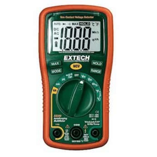 Extech EX330 Mini Autoranging MultiMeter with Temp + Voltage Detector ...