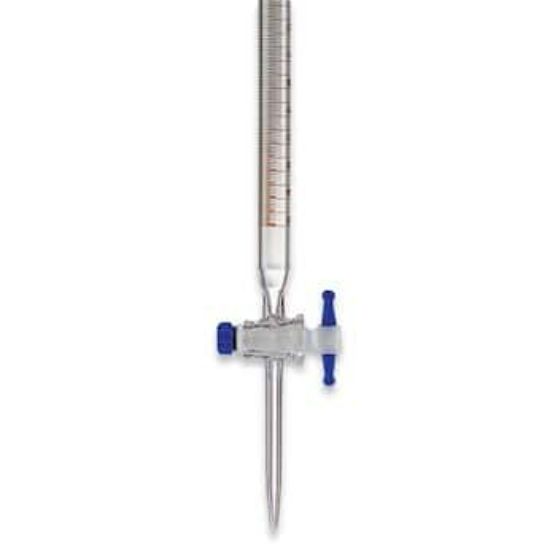 Pyrex Class B glass burette, 50 ml, colored scale