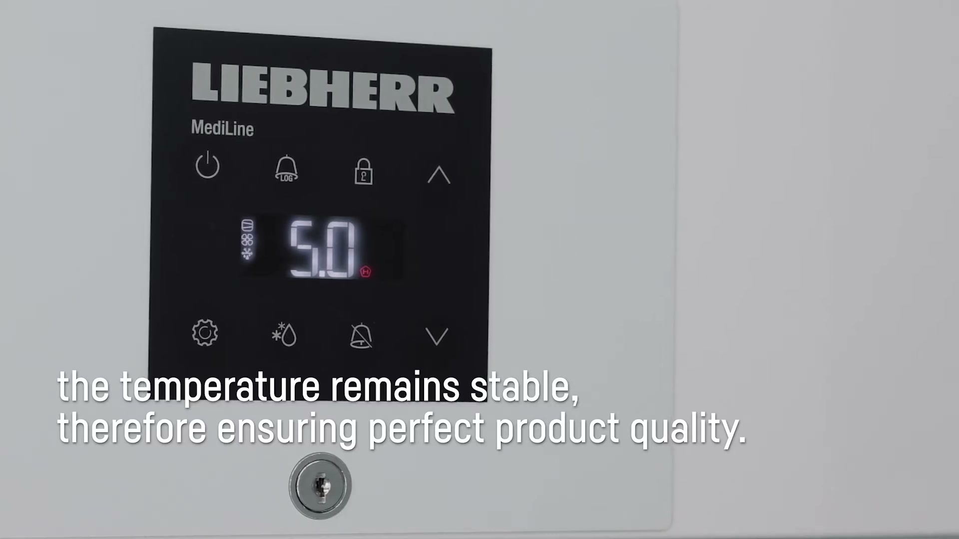 Liebherr MediLine control panel showing the digital temperature display set to 5.0 degrees