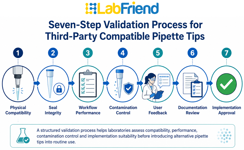 Seven-step validation process for assessing third-party compatible pipette tips in UK laboratories