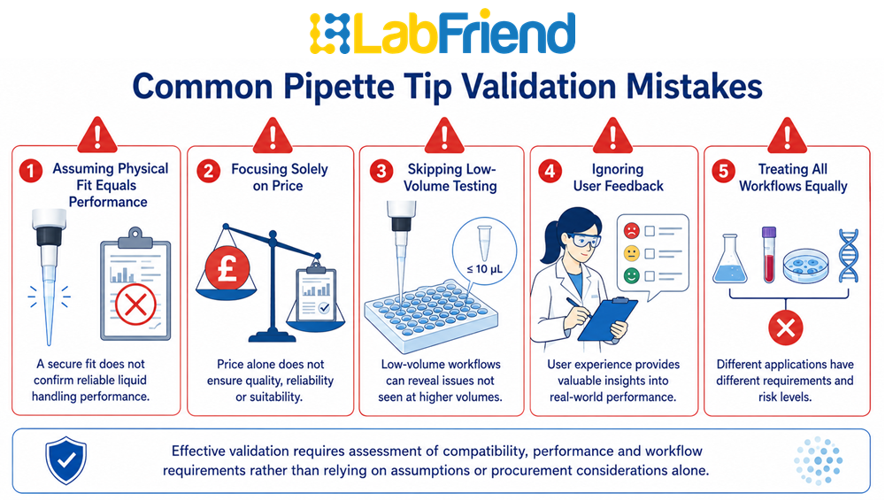 Five common mistakes laboratories make when validating third-party compatible pipette tips