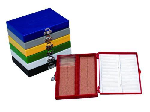50 Place Heathrow Scientific HS15996B Micro Slide Storage Boxes Red
