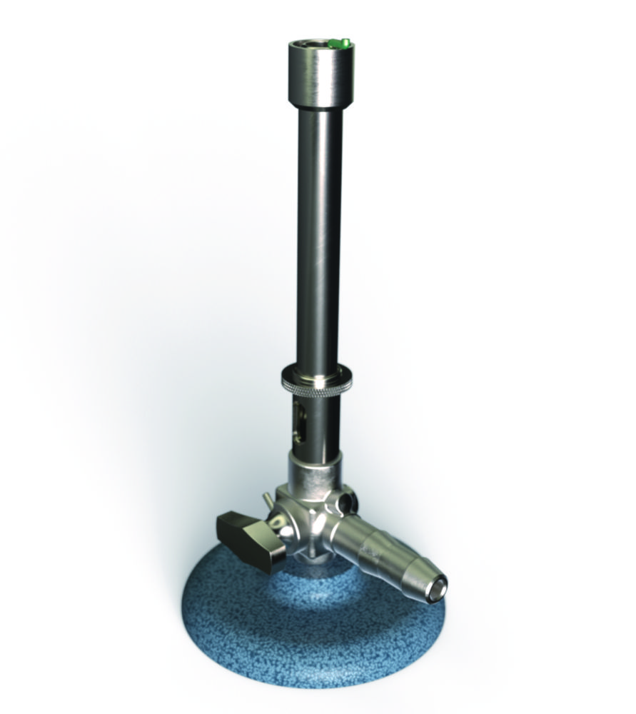 Bunsen burner for natural gas with stopcock, pilotflame and air