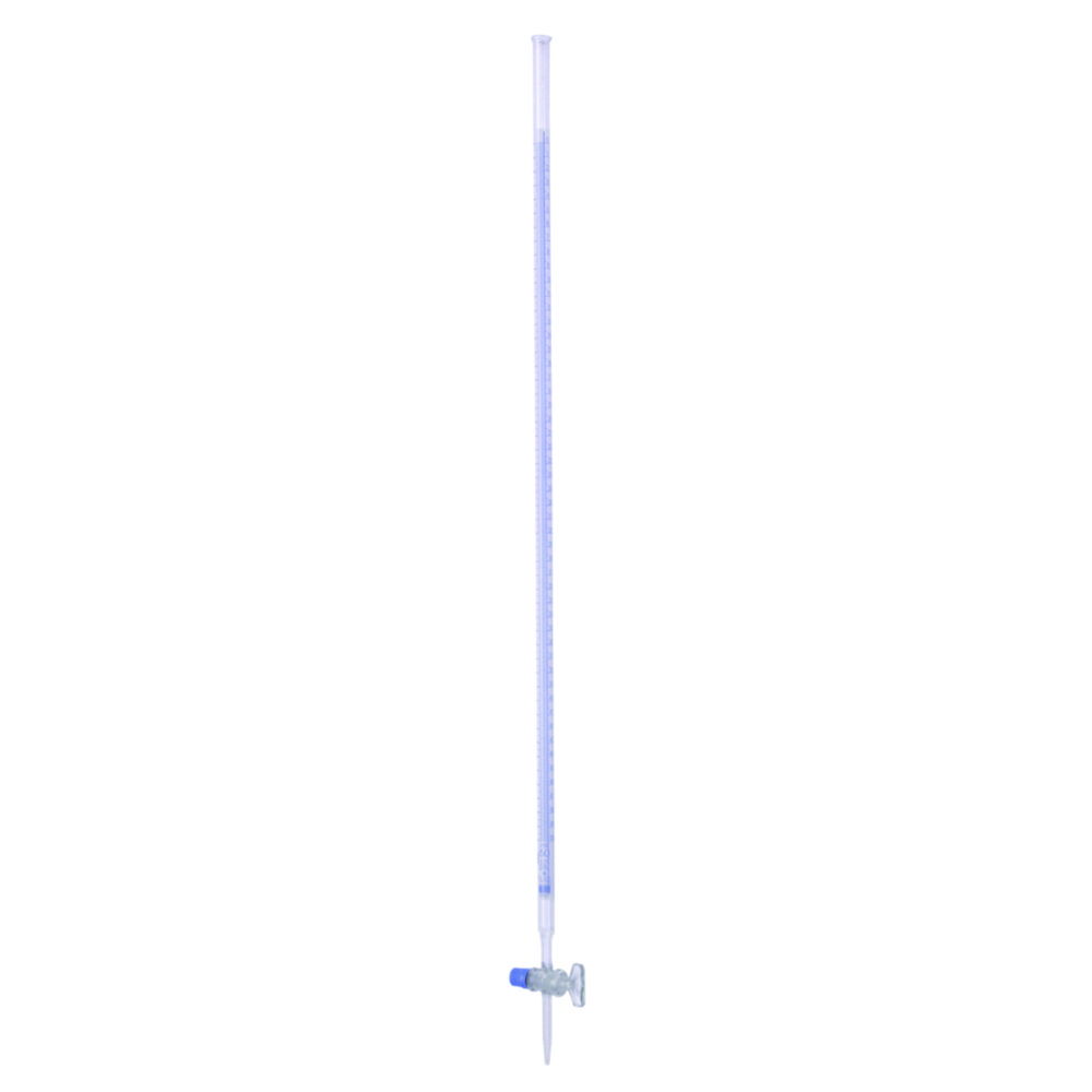 Burette 100.02 ml, class B, Duran Line graduation, straight glass tap, blue graduated