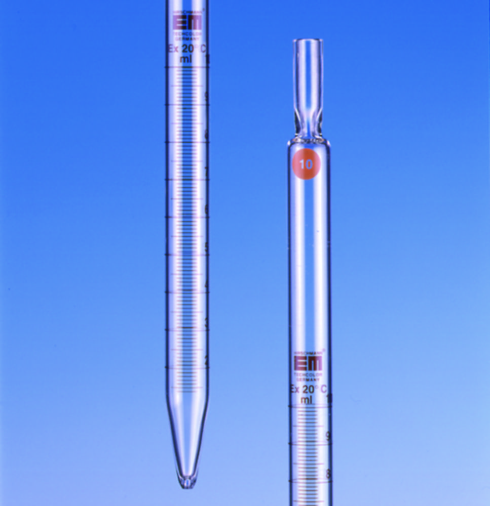 Pipette for tissue culture 100.1ml claer glass, amber graduation, 230 mm, with mouth piece for