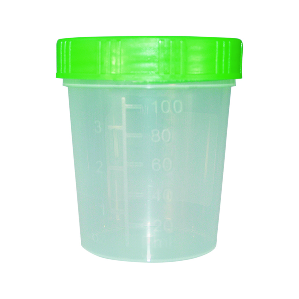 Urine beaker 125 ml, PP with screw cap green, HD-PE pack of 500 ...