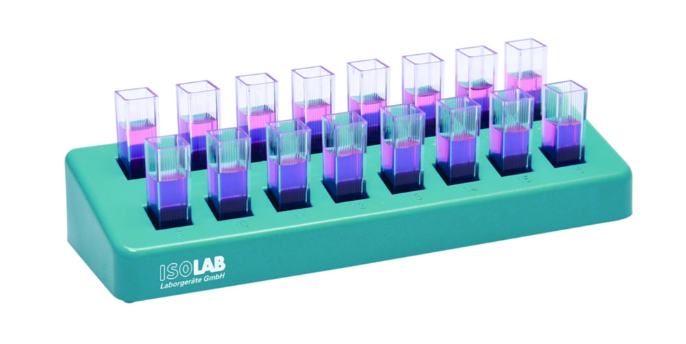 Cuvette rack, PP for 16 cuvettes of 10 mm 210x70x35mm LabFriend Australia