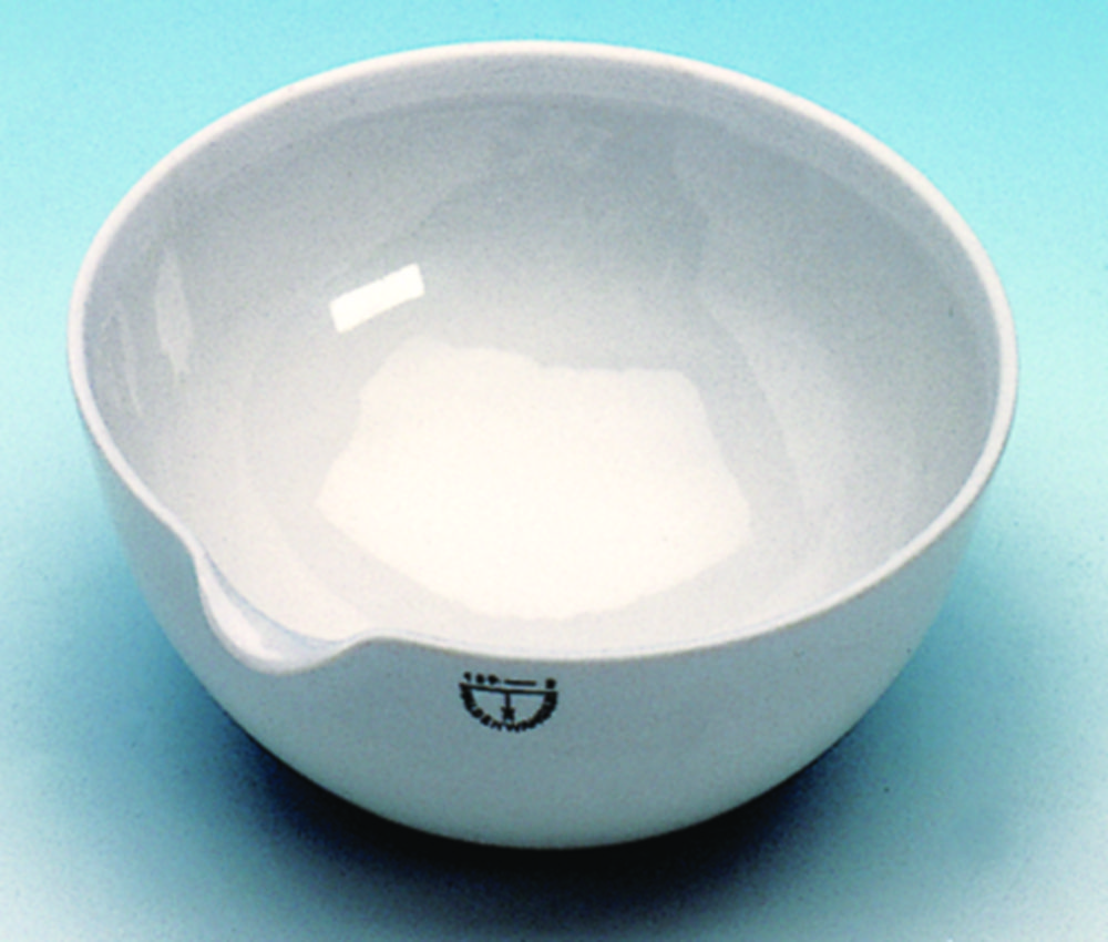 Evaporating basin,porcelain,hemispherical diam. 80 mm,height 32 mm,cap
