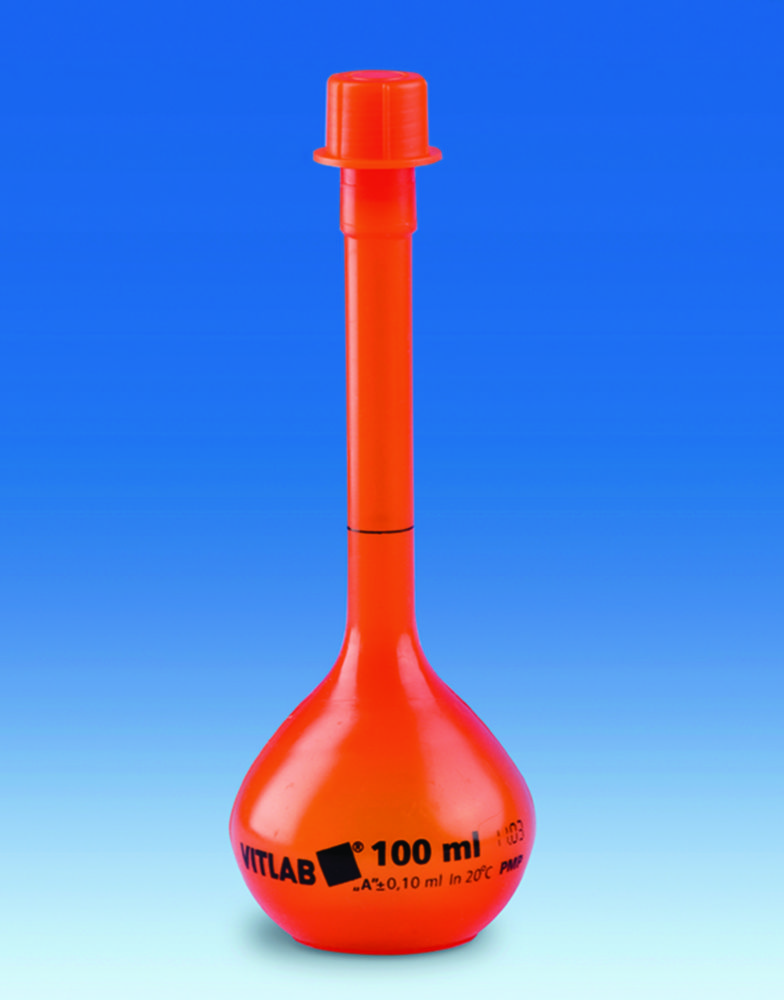 Volumetric flask 500 ml, OPAK, PMP cl. A, GL 18, with PP screw cap with