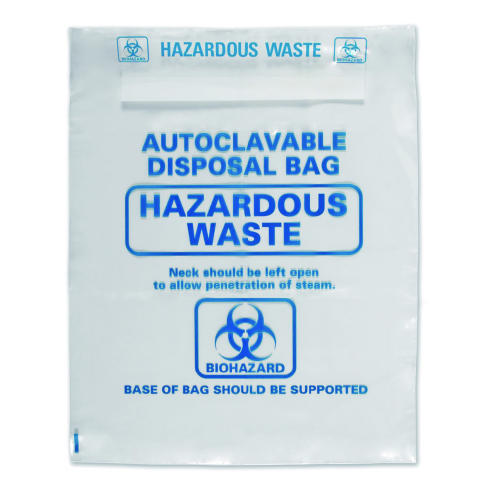 LLGAutoclavable bags 310x660mm, PP transparent, BIOHAZARD, pack of 50