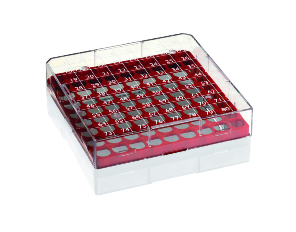 Cryobox, PC, with grid 132x132x52 mm, grid 9x9, blue | LabFriend ...