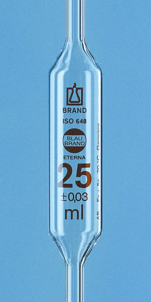 Volumetric pipette 50 ml, class AS ARGlass, amber grad., 1 mark