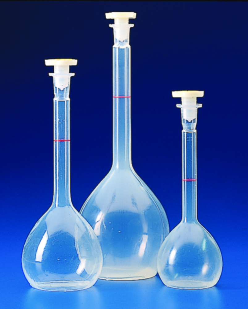Volumetric flask 100 ml, NS 14/23, PMP/TPX autoclavable with stopper