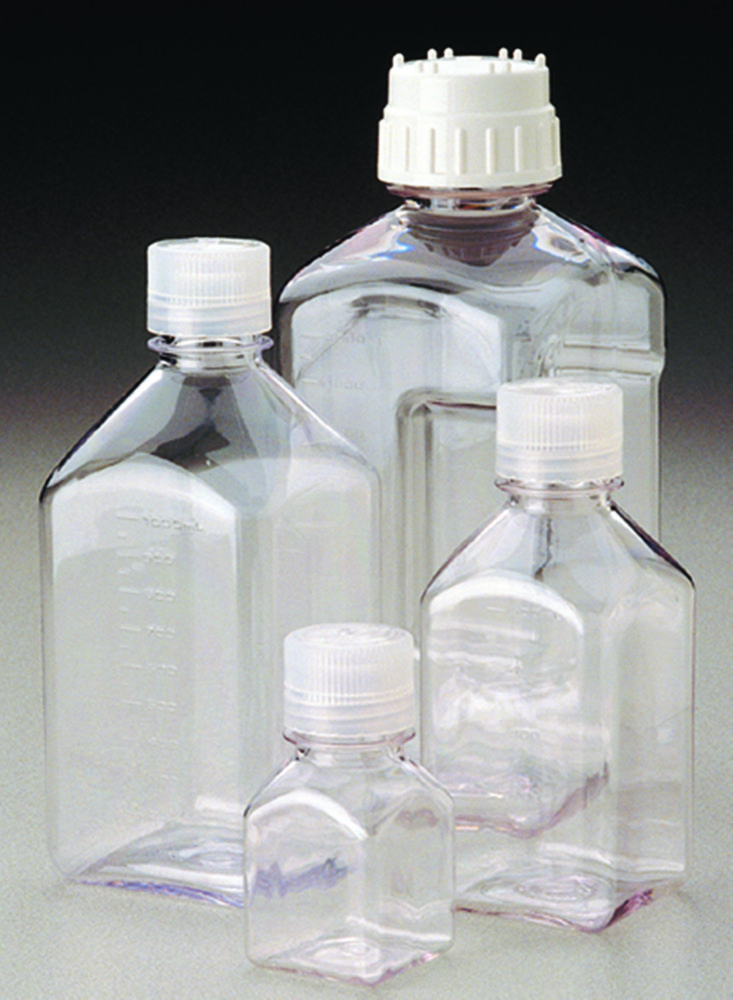 Culture media bottles 500 ml, PETG graduated, square, sterile pack of