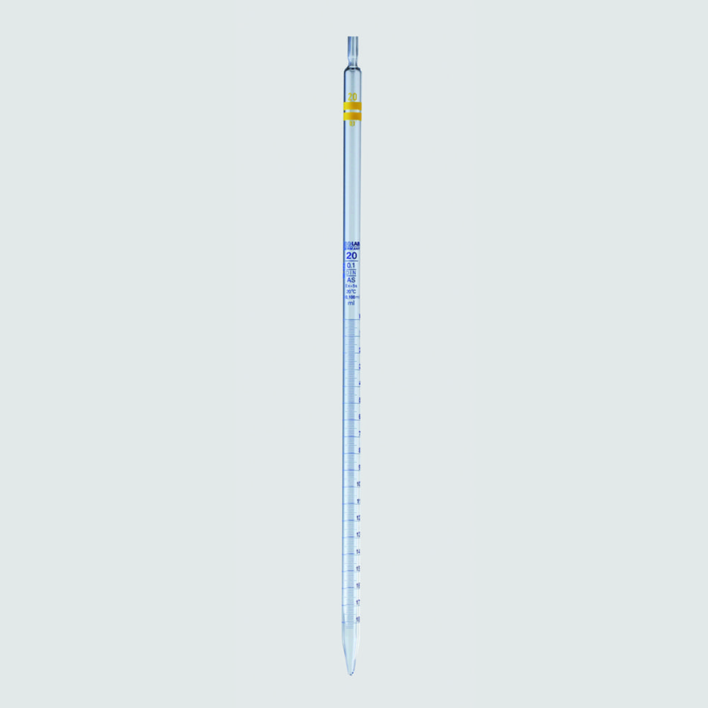 Measuring pipettes 20 ml, class AS blue grad., 450 mm pack of 10