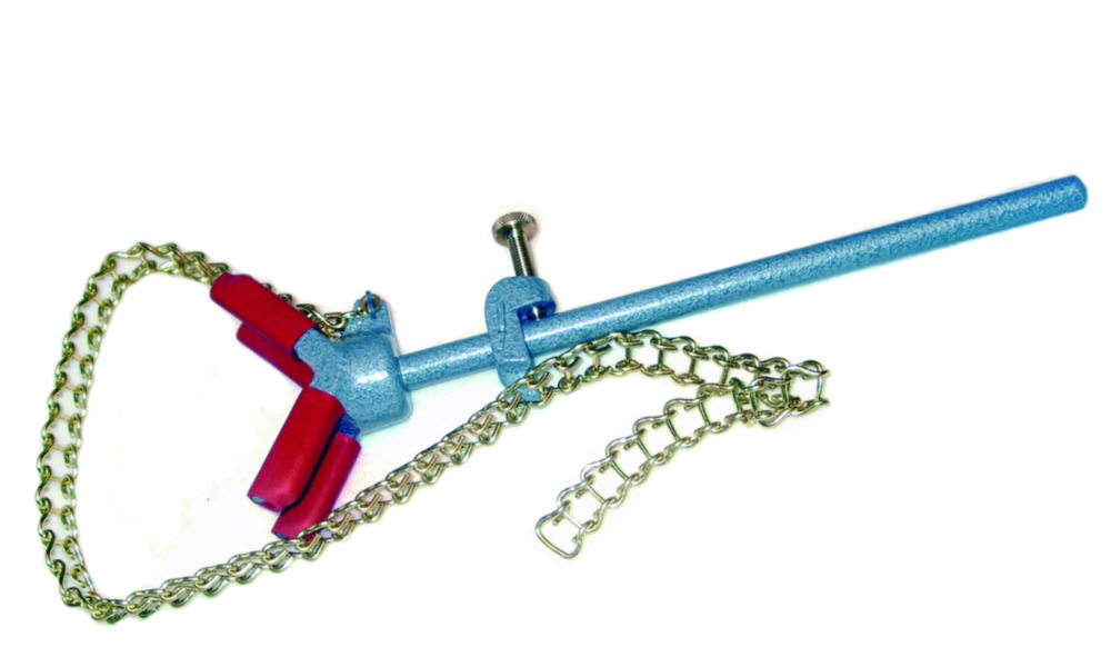 Chain clamp, malleable iron powder coated, with brass chain, opening
