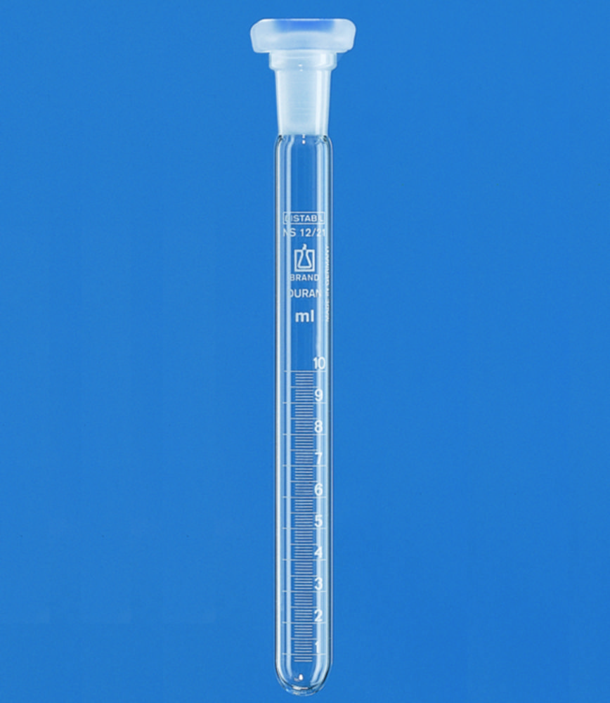 Graduated test tube 20 ml with PPstopper, Borosilicate 3.3, white